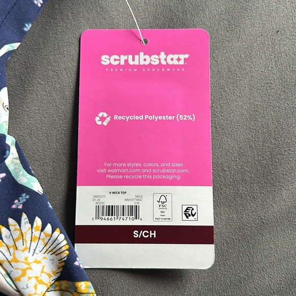 NWT Scrubstar Women’s V-Neck Print Scrub Top “Magical Menagerie” (Sz S) - Picture 6 of 7